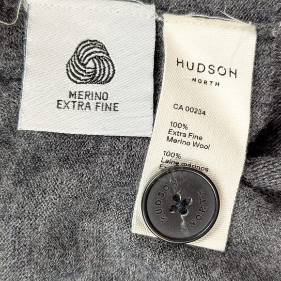 Hudson North 100% Extra Fine Merino Wool Classic Dark Gray Women's Cardigan - Picture 4 of 4